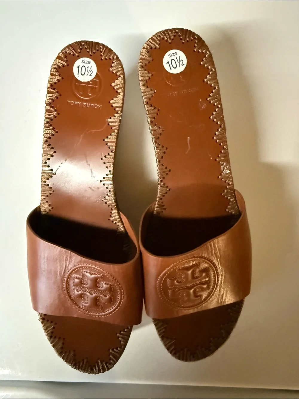 Tory Burch Pattty Wedge Size 10 1/2 cognic brown